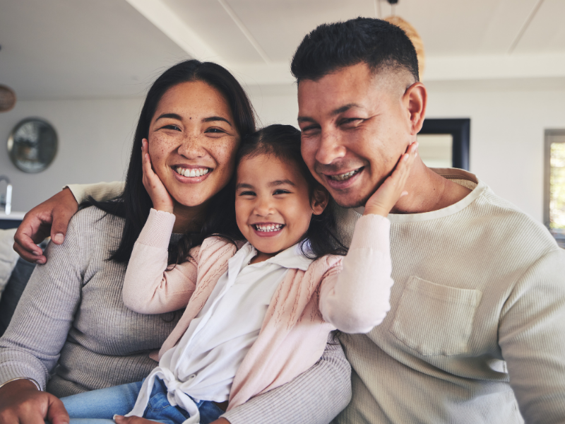 Happy family enjoying time together at home